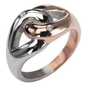 Steel Rose gold plated Knot Ring with Cubic Zirconias